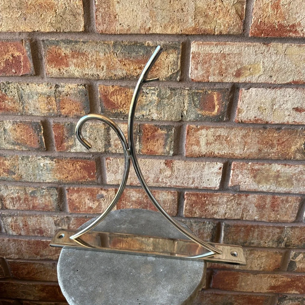 Pottery Barn Wall Mount Lantern Hook Silver Polished Metal 30lb Capacity 12in